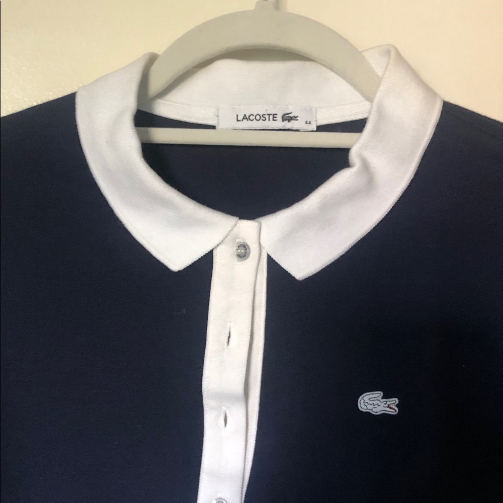 Lacoste Navy Polo with White Collar and Placket